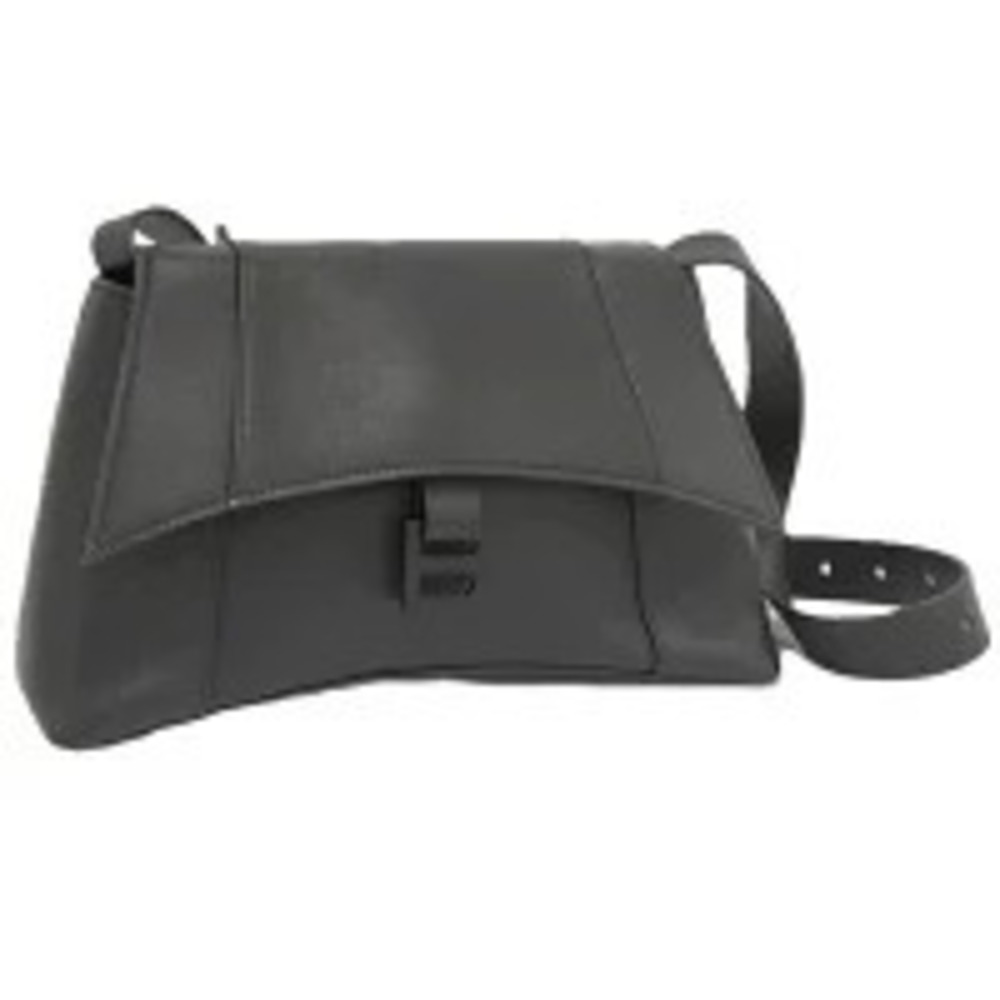 BALENCIAGA Downtown Shoulder Bag Leather Black